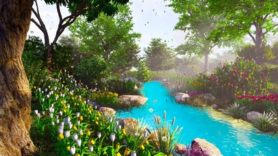 春天溪边花草蝴蝶