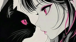 粉瞳少女与黑猫