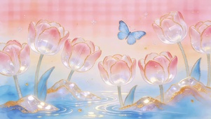 汀花漾波蝶舞春柔