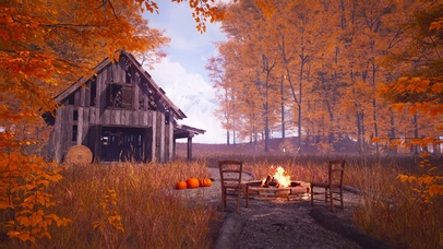 秋林篝火木屋