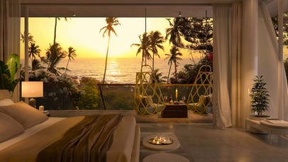 傍晚夕阳海景房