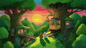 森林看夕阳