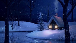 圣诞冬夜小屋