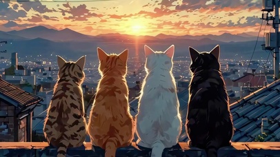 夕阳与猫咪