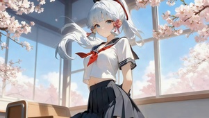 可爱樱花女孩