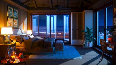 夜晚放松海景房