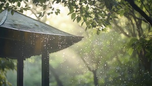 夏日午后古亭雨滴风景
