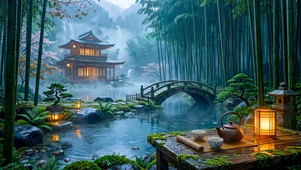 山水竹林阁楼