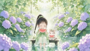 吃西瓜的女孩