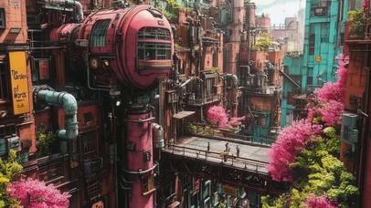 蒸汽小镇城市建筑街景