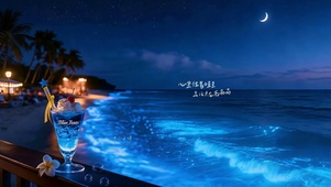海夜蓝调大海