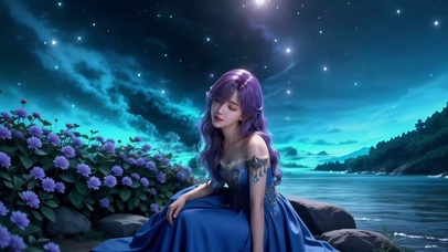 星夜紫色梦境紫发古风美女紫妍