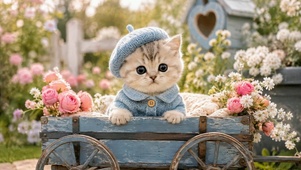 春日花车可爱小奶猫