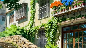 护眼花草树木带鱼屏