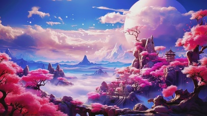 唯美梦幻粉色治愈人间仙境
