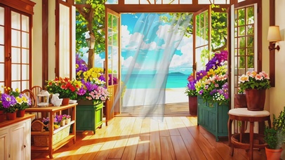 治愈系海边度假鲜花屋