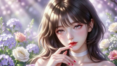 花海中的清纯美少女