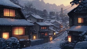 冬日静谧古城温暖街道