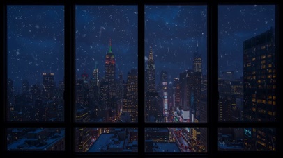 城市窗外风雪夜