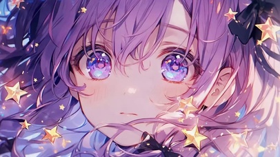 紫发动漫插画女孩