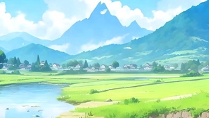 白云树木河流带鱼屏