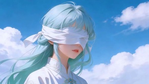 4K古风汉服国风蒙眼少女