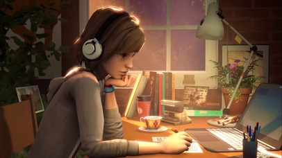 夜晚学习的女孩