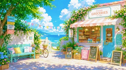 海边治愈杂货店清新风景