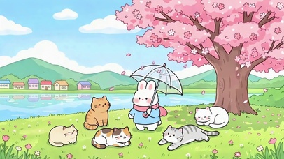 春日湖边的樱花萌宠聚会