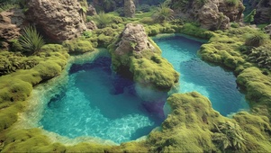 清新绿色海岛水潭