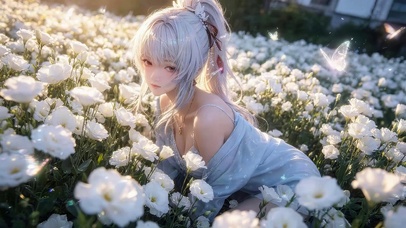 治愈鲜花蝴蝶女孩