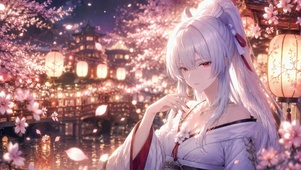 甜美樱下灯市少女-绯雪