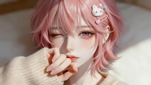 治愈可爱短发女孩