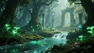神秘梦幻森林溪流