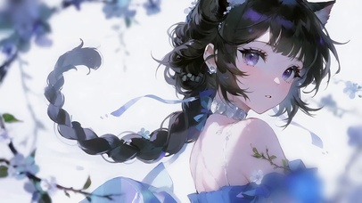 回眸蓝裙小猫娘