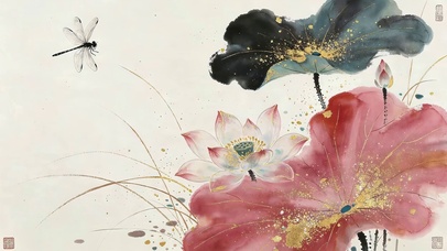 唯美水墨荷花