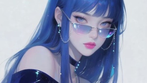蓝发少女插画