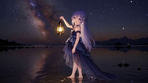 星空下女孩