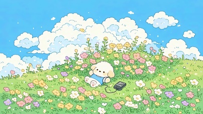 小清新花丛可爱小狗