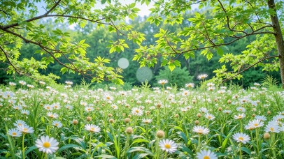 绿色护眼开满鲜花的草地