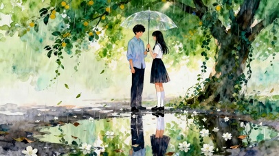 春天雨中约会