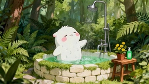 沐浴的小白