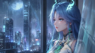 雨夜窗边-清宵