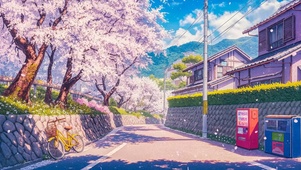 唯美乡村公路樱花