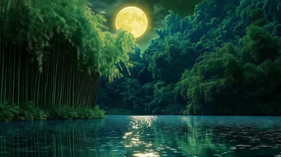 竹涧望月 护眼夜晚