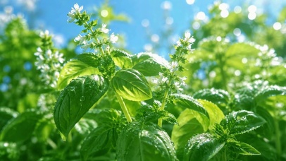 晴日露珠清新绿意