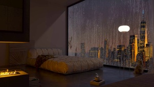 4K夜晚卧室听雨