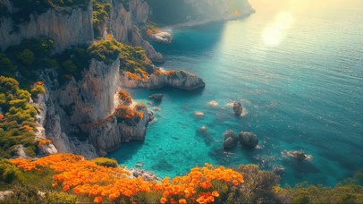 清新阳光鲜花海岛