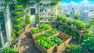 小屋阳台盆栽