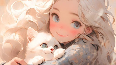 4K 女孩和猫